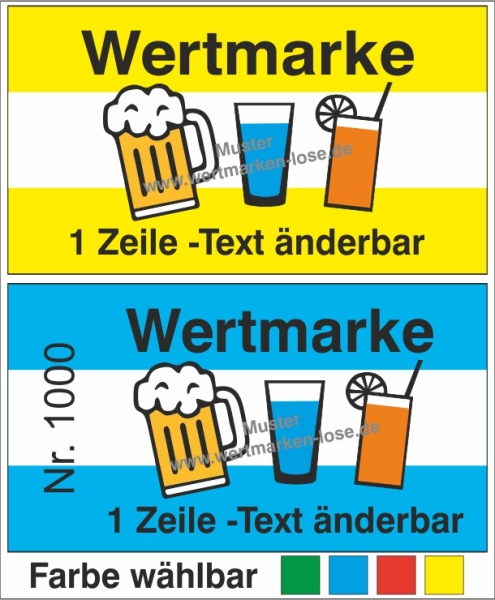 1000 Wertmarken "3 Gläser" - Text änderbar